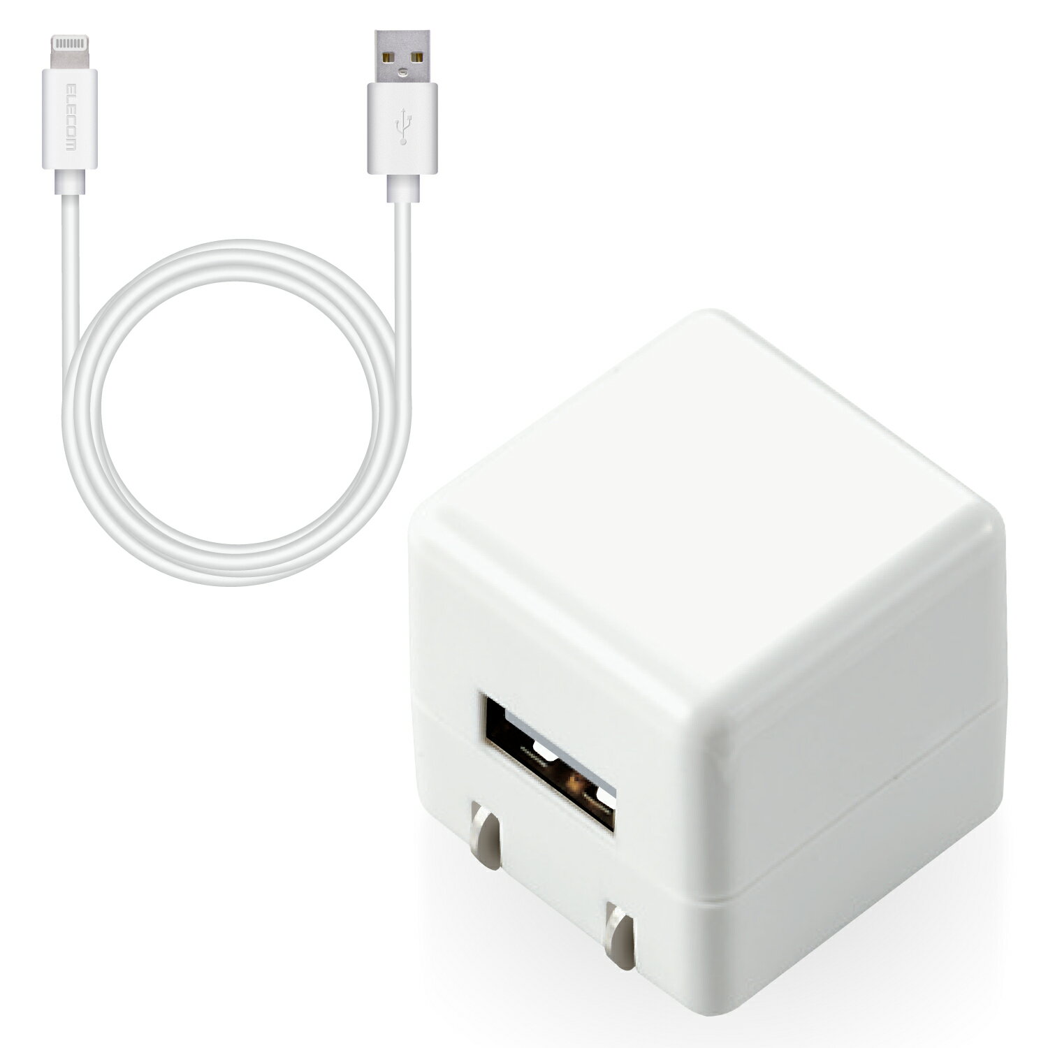 ELECOMiGRj iPhone[d iPad[d 1m Lightning AC P[u zCg RpNg ^ L[u Vv MPA-ACL04WH