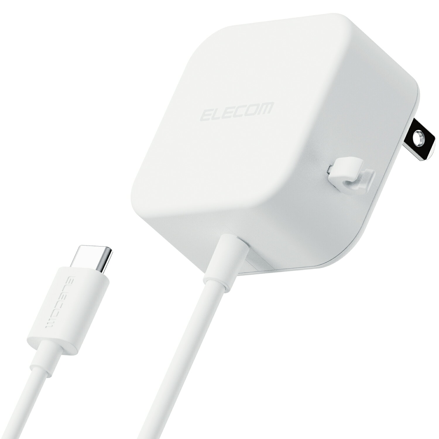 【商品説明】■家庭用コンセントからスマートフォンやタブレットなどのUSB Type-C（USB-C）コネクタ搭載機器を充電できるAC充電器です。■ケーブルクリップが付属し、煩雑になりがちなケーブルを本体に留めておけます。■家庭用コンセントからスマートフォンやUSB Type-C（USB-C）コネクタ搭載機器にそのまま接続して充電できるケーブル一体型です。■USB Type-C（USB-C）コネクタはウラ、オモテに関係なくケーブルを挿し込めます。■壁面のコンセントに接続してもゆとりのあるケーブル長1.5mです。■未使用時は電源プラグを折りたたんで充電器本体に収納可能です。スッキリとコンパクトに収納できるので、持ち運びにも便利です。■トラッキング現象による火災の防止に役立つ、絶縁キャップ付きのコンセントプラグを採用しています。■※端末本体や充電器が濡れた状態で充電すると、異常な発熱・焼損の原因となり大変危険ですのでおやめください。【仕様】■対応機種：USB Type-C（USB-C）プラグから12W（5V/2.4A）までの出力で充電、使用可能な機器■コネクタ形状：USB Type-C（USB-C） オス×1■定格入力電圧：AC100-240V 50/60Hz■定格入力電流：0.35A■定格出力電力：12W■定格出力電圧：5V■定格出力電流：2.4A■外形寸法：約 幅50mm×厚み26mm×高さ50mm ※ACプラグ収納時■重量：約88g■カラー：ホワイト■コンセントプラグ仕様：180度スイング構造、耐トラッキングスリーブ付■法令：◇PSE 特定電気用品■使用可能地域：日本■保証期間：1年間■その他：急速充電対応■ケーブル長：1.5m■付属品：ケーブルクリップ×2【発送予定について】表記の発送予定はあくまで目安です。メーカーの在庫状況によっては、さらにお時間をいただく場合がございます。