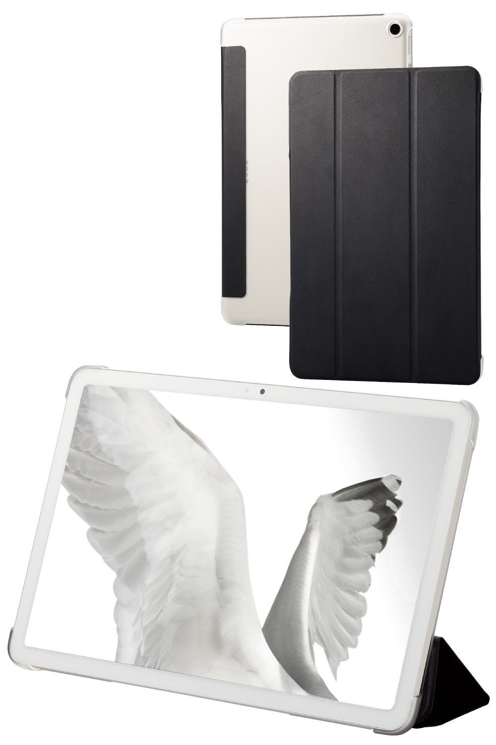 ELECOM（エレコム） Google Pixel Tablet 2023 用 ケース ソフトレザー カバー フラップ マグネット開閉 ベルト開閉 スタンド機能 2アングル 薄型 軽量 背面クリア ブラック TB-P231WV3BK