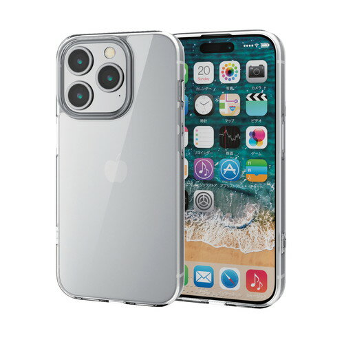 ELECOM�ʥ��쥳��� iPhone 15 Pro �� ������ �ϥ��֥�å� ���С� �׷�ۼ� ��������ݸ��߷� ���ȥ�åץۡ����� ����5H ���ꥢ PM-A23CHVCKCR