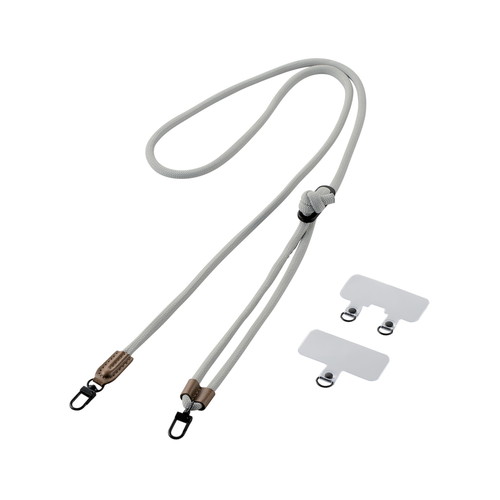 ELECOM（エレコム） スマホ ショルダー ストラップ 42～78cm 長さ調整可 ストラップシート付 丸ひもタイプ 丸紐直径6mm 首掛け 肩掛け 斜め掛け 落下 盗難 紛失防止 ライトグレー P-STSDH2R06GYL
