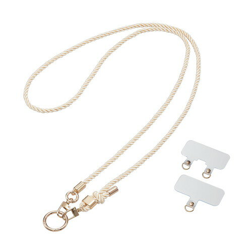 ELECOM（エレコム） スマホ ショルダー ストラップ 43～76cm 長さ調整可 ストラップシート付 組みひもタイプ 首掛け 肩掛け 斜め掛け 落下 盗難 紛失防止 &me ベージュ P-STSDH2RGBE