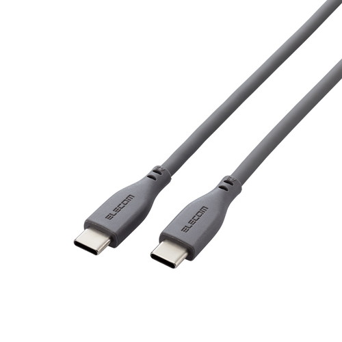 ELECOM（エレコム） タイプC ケーブル ( USB Type-C to C ) 2m PD 100W シリコン やわらかい 【 MacBook Pro iPad 等 TypeC 機器対応 】 グレー MPA-CC5PSS20GY