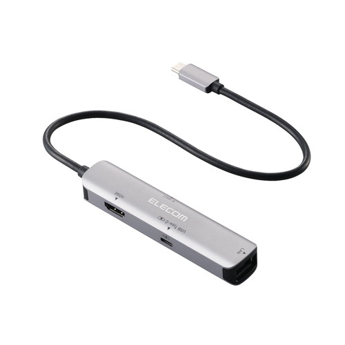 ELECOM（エレコム） USB Type C ドッキングステーション ハブ 4-in-1 PD 92W出力 USB-C ×1 USB-A ×1 HDMI ×1 RJ45 ×1 【 Windows 11 10 macOS iPadOS 等対応 】 シルバー