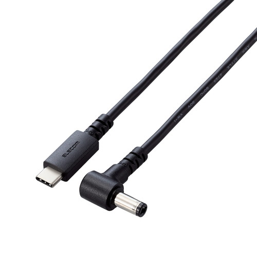 【7月中旬入荷】【予約中】ELECOM（エレコム） 充電ケーブル 2m PD 充電 60W USB Type-C to DC丸型プラグ (5.5mm/2.5mm) 【 東芝 富士通 NEC パソコン 各種対応 】 ブラック PD ケーブル USC C DC 丸型 ノートPC ノートパソコン 充電 2m 充電 ケーブル AC 充電器