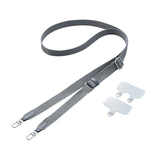 ELECOM（エレコム） スマホ ショルダー ストラップ 43~70cm 長さ調整可 ストラップシート付 平ひも ベルト幅2cm 携帯ストラップ 斜めがけ 落下 盗難 紛失防止 ブラック