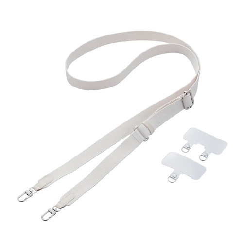 ELECOM（エレコム） スマホ ショルダー ストラップ 43~70cm 長さ調整可 ストラップシート付 平ひも ベルト幅2cm 携帯ストラップ 斜めがけ 落下 盗難 紛失防止 アイボリー