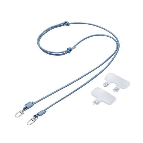 ELECOM（エレコム） スマホ ショルダー ストラップ 42~75cm 長さ調整可 ストラップシート付 丸ひも 紐直径4mm 携帯ストラップ 斜めがけ 落下 盗難 紛失防止 ネイビー