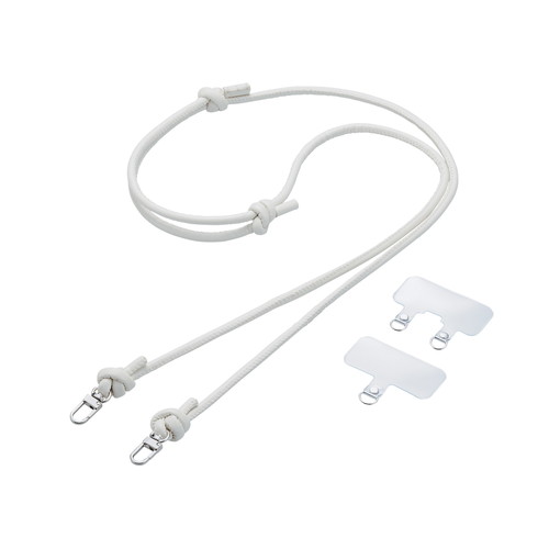 ELECOM（エレコム） スマホ ショルダー ストラップ 42~75cm 長さ調整可 ストラップシート付 丸ひも 紐直径6mm 携帯ストラップ 斜めがけ 落下 盗難 紛失防止 &me アイボリー
