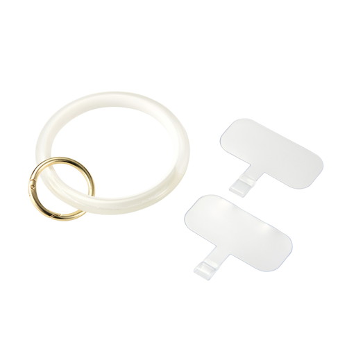 ELECOM （エレコム）スマホ ハンドストラップ 手首 ストラップ クリアタイプ カラビナリング 1口穴 ストラップホルダーシート付 落下防止 スマホストラップ &me ホワイト