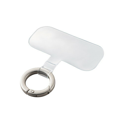 ELECOM （エレコム）スマホ ストラップホルダー シート ケーブル穴用 1口タイプ リング付き 【 スマホショルダー 携帯ストラップ ハンドストラップ 装着可能 】 シルバー