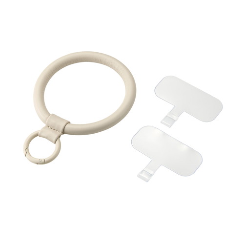 ELECOM （エレコム）スマホ ハンドストラップ 手首 ストラップ ソフトレザータイプ カラビナリング 1口穴 ストラップホルダーシート付 落下防止 スマホストラップ &me グレージュ