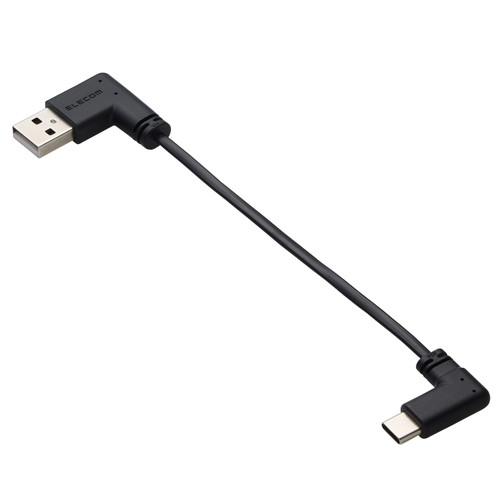 ELECOM（エレコム） Type-C ケーブル ( USB A to USB C ) 短い 0.1m L字 フラット 【 タイプC ポート搭載 iPhone Android iPad Galaxy Xperia Pixel 等対応 】 ブラック