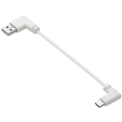 ELECOM（エレコム） Type-C ケーブル ( USB A to USB C ) 短い 0.1m L字 フラット 【 タイプC ポート搭載 iPhone Android iPad Galaxy Xperia Pixel 等対応 】 ホワイト