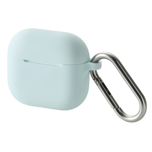 ELECOM（エレコム）AirPods 4 ケース 用 シリコン カバー 【 ワイヤレス / MagSafe 充電対応 】 衝撃吸収 落下防止 カラビナ付 ブルー AVA-AP06SCBU