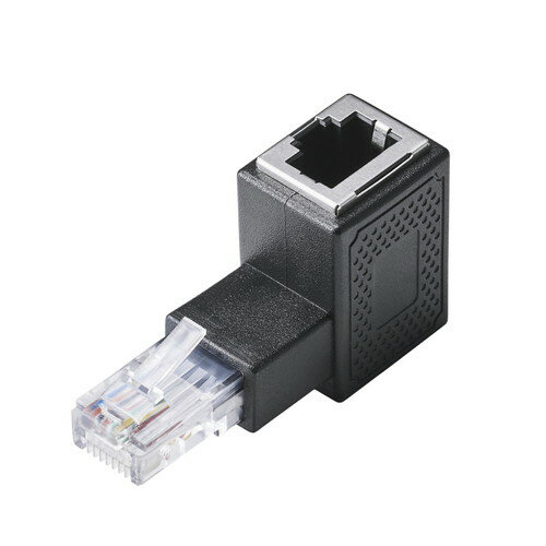 ELECOM（エレコム）LANケーブル 延長コネクタ L字上向き 変換アダプタ Cat5e RJ45 中継コネクタ ギガビット対応 ブラック LD-RJ45U5ELUBK