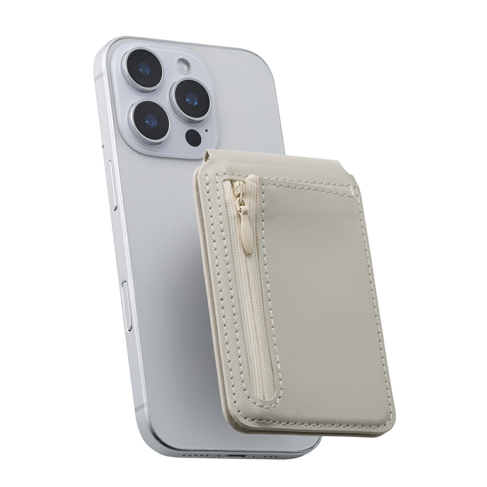 ELECOM(エレコム) MagSafe カードウォレット スタンド iPhone用 磁気防止シート付 2枚収納+小銭ポケット 財布代用 マット素材 MAGKE...