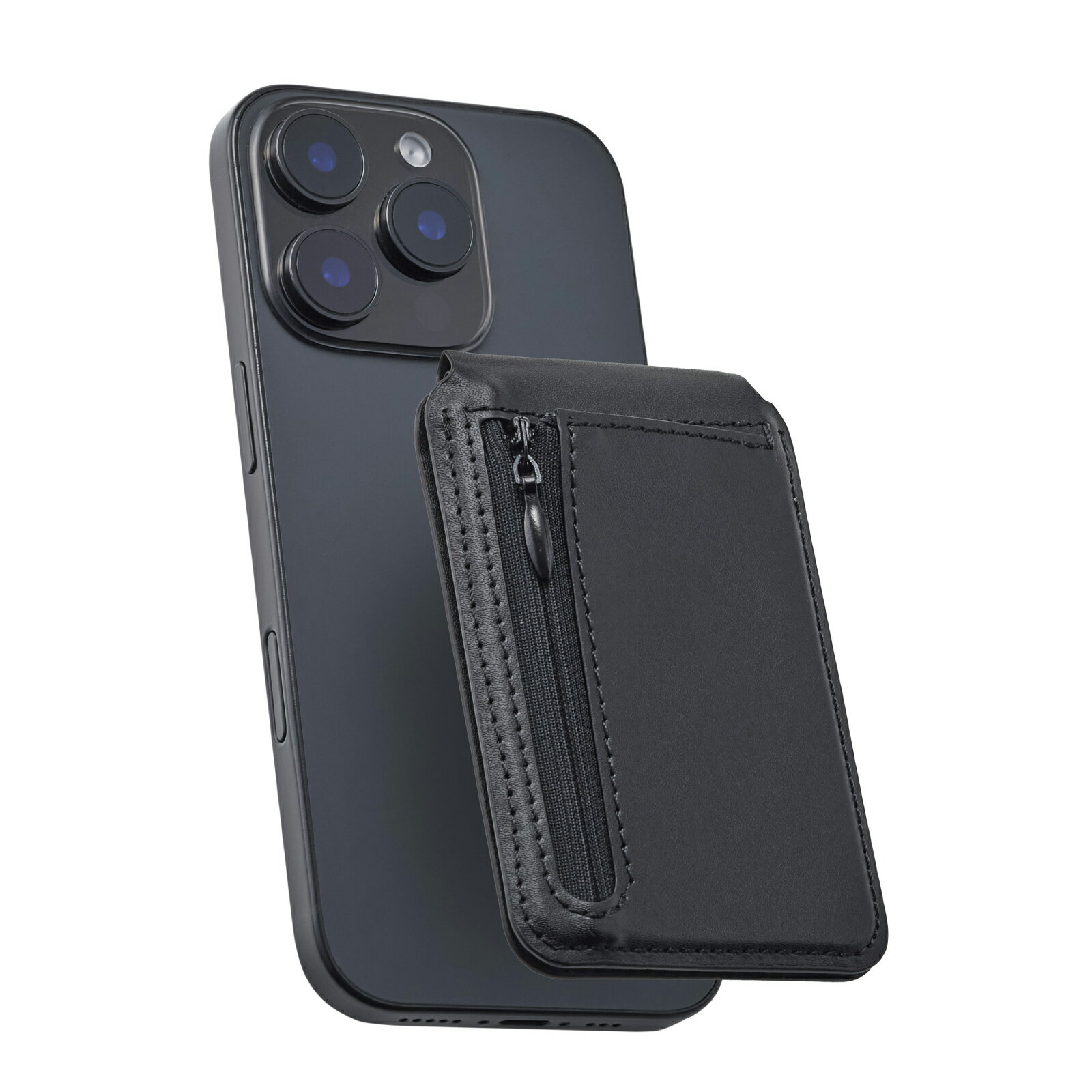 ELECOM(エレコム) MagSafe カードウォレット スタンド iPhone用 磁気防止シート付 2枚収納+小銭ポケット 財布代用 マット素材 MAGKE...