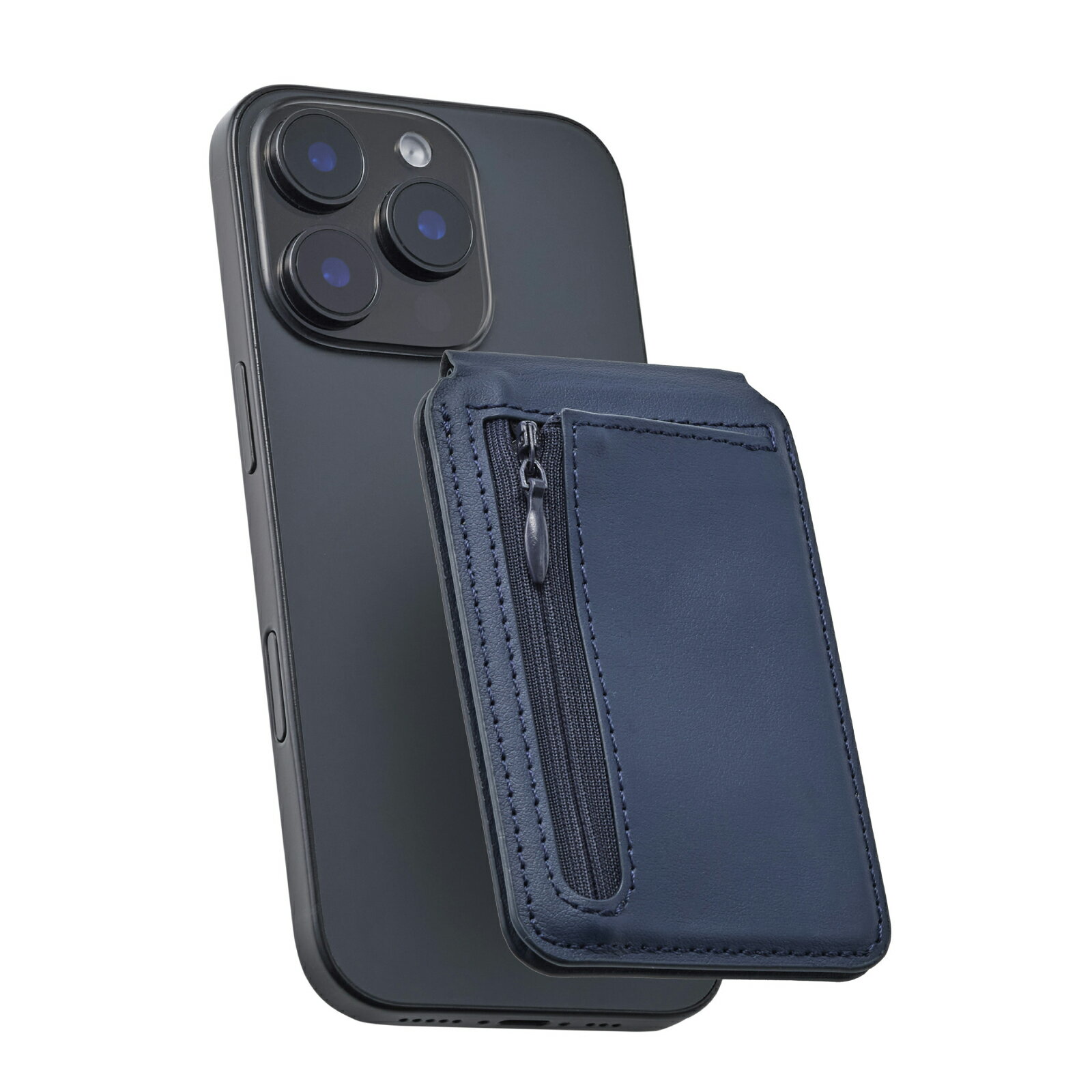 ELECOM(エレコム) MagSafe カードウォレット スタンド iPhone用 磁気防止シート付 2枚収納+小銭ポケット 財布代用 マット素材 MAGKE...