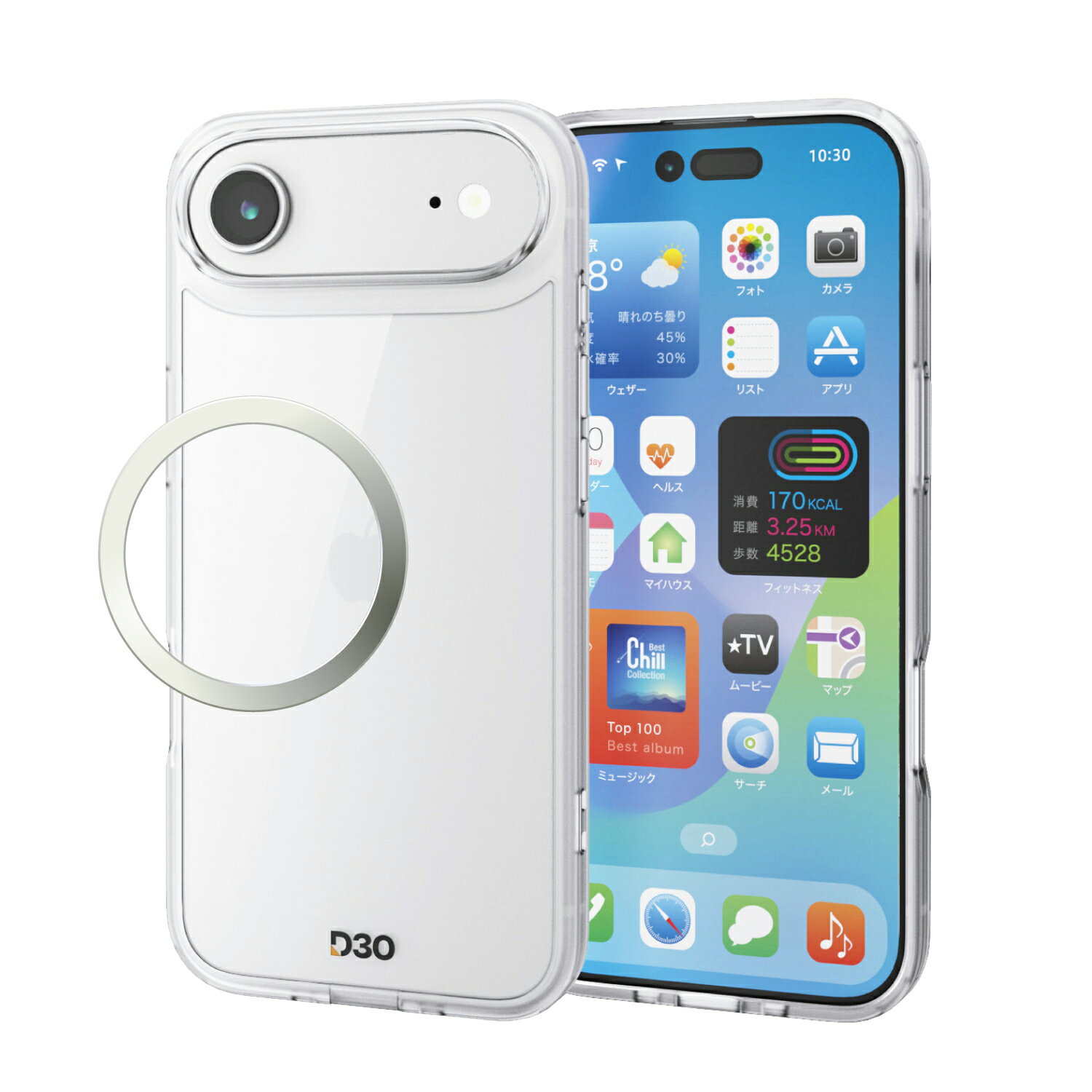 Rakuten - ELECOM（エレコム）iPhone Air ケース ハイブリッド D3O(R) 超衝撃保護 磁気吸着対応メタルステッカー付 ストラップホール付 クリア PM-A25BD3OTCR