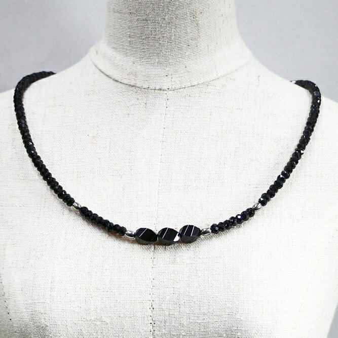 ネックレス 天然石 スピネル ブラック ハンドメイド 日本製 パワーストーン シルバー925 天然石 MADE IN JAPAN ミックス ネックレス メンズ シンプル ネックレス レディース おしゃれ アクセサリー M&R エムアンドアール 送料無料