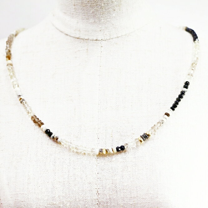 ネックレス 天然石 バイカラークオーツ オパール ブラック ホワイト ハンドメイド 日本製 パワーストーン シルバー925 天然石 MADE IN JAPAN ミックス ネックレス メンズ シンプル ネックレス レディース おしゃれ アクセサリー M&R エムアンドアール 送料無料