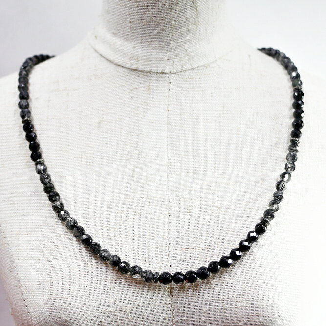 ネックレス 天然石 トルマネイテッド・クオーツ スピネル ブラック ハンドメイド 日本製 パワーストーン シルバー925 ビーズ 天然石 MADE IN JAPAN ミックス ネックレス メンズ シンプル ネックレス レディース おしゃれ アクセサリー M&R エムアンドアール 送料無料