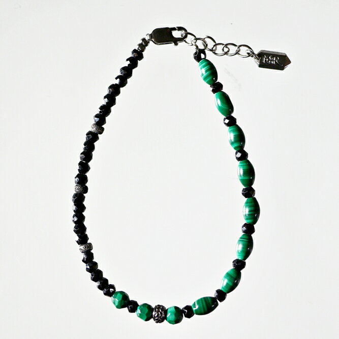 ブレスレット 天然石 スピネル マラカイト ブラック グリーン ハンドメイド 日本製 パワーストーン シルバー925 ビーズ 天然石 MADE IN JAPAN ミックス ブレスレット メンズ シンプル ブレスレット レディース おしゃれ アクセサリー M&R エムアンドアール 送料無料