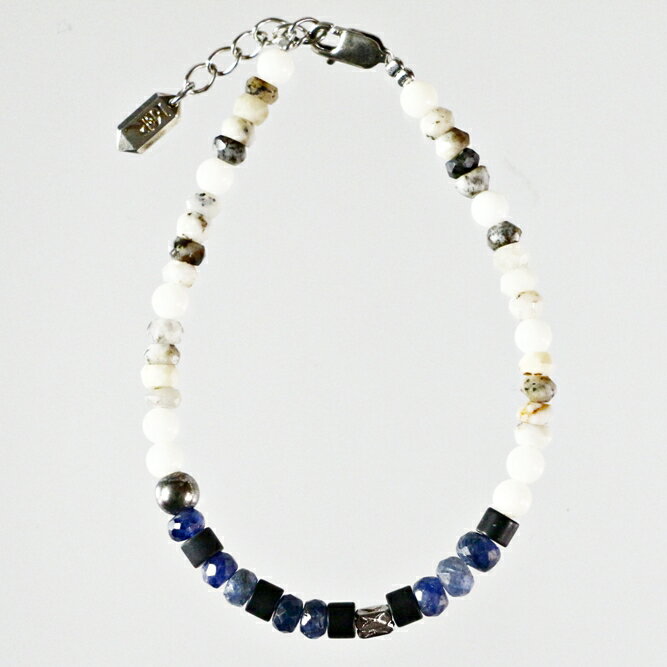 ブレスレット 天然石 サファイア オパール ブルー グレー ハンドメイド 日本製 パワーストーン シルバー925 ビーズ 天然石 MADE IN JAPAN ミックス ブレスレット メンズ シンプル ブレスレット レディース おしゃれ アクセサリー M&R エムアンドアール 送料無料