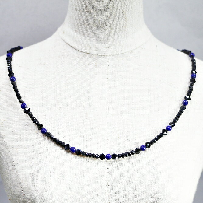ネックレス 天然石 スピネル ラピス・ラズリ ブラック ブルー ハンドメイド 日本製 パワーストーン シルバー925 ビーズ 天然石 MADE IN JAPAN ミックス ネックレス メンズ シンプル ネックレス レディース おしゃれ アクセサリー M&R エムアンドアール 送料無料