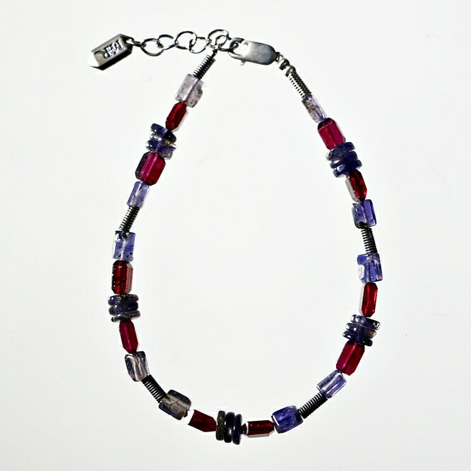 ブレスレット 天然石 アイオライト ガーネット レッド ブルー ハンドメイド 日本製 パワーストーン シルバー925 ビーズ 天然石 MADE IN JAPAN ミックス ブレスレット メンズ シンプル ブレスレット レディース おしゃれ アクセサリー M&R エムアンドアール 送料無料
