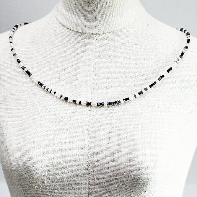 ネックレス 天然石 クオーツ スピネル ホワイト ブラック ハンドメイド 日本製 パワーストーン シルバー925 ビーズ 天然石 MADE IN JAPAN ミックス ネックレス メンズ シンプル ネックレス レディース おしゃれ アクセサリー M&R エムアンドアール 送料無料