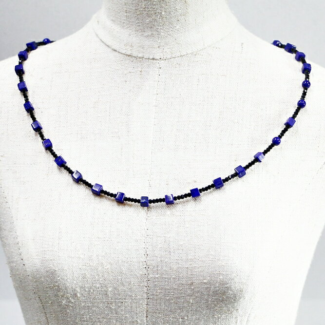 ネックレス 天然石 ラピス・ラズリ スピネル ブルー ブラック ハンドメイド 日本製 パワーストーン シルバー925 ビーズ 天然石 MADE IN JAPAN ミックス ネックレス メンズ シンプル ネックレス レディース おしゃれ アクセサリー M&R エムアンドアール 送料無料