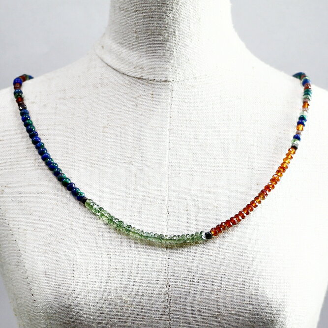 ネックレス 天然石 アパタイト シトリン ブルー オレンジ ハンドメイド 日本製 パワーストーン シルバー925 天然石 MADE IN JAPAN ミックス ネックレス メンズ シンプル ネックレス レディース おしゃれ アクセサリー M&R エムアンドアール 送料無料