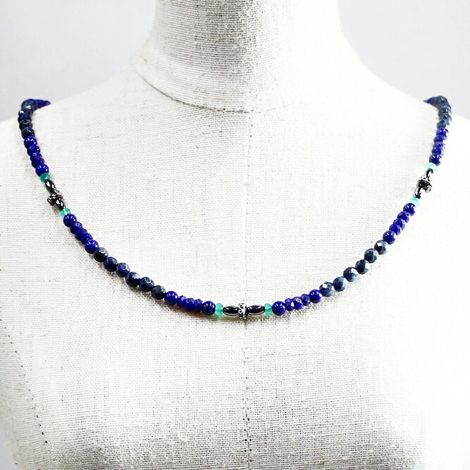 ネックレス 天然石 デュモルチェライト ラピス・ラズリ ブルー ハンドメイド 日本製 パワーストーン シルバー925 ビーズ 天然石 MADE IN JAPAN ミックス ネックレス メンズ シンプル ネックレス レディース おしゃれ アクセサリー M&R エムアンドアール 送料無料