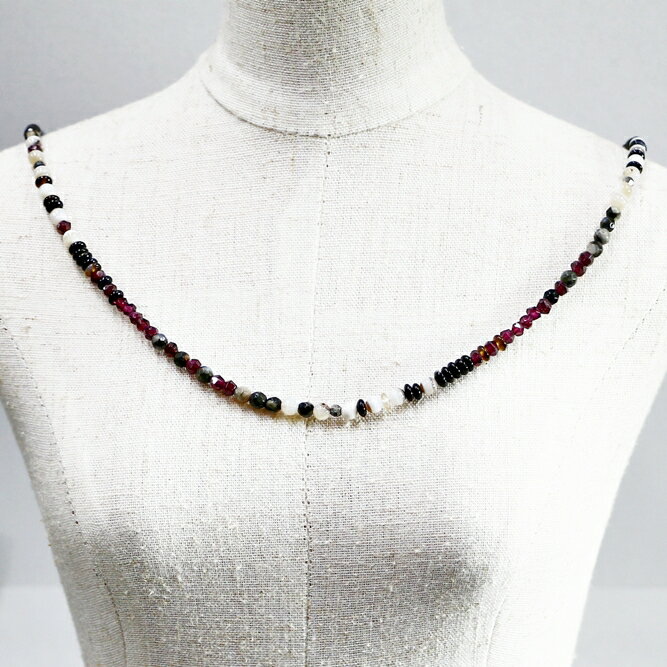ネックレス 天然石 ガーネット アゲート レッド ブラック ハンドメイド 日本製 パワーストーン シルバー925 ビーズ 天然石 MADE IN JAPAN ミックス ネックレス メンズ シンプル ネックレス レディース おしゃれ アクセサリー M&R エムアンドアール 送料無料