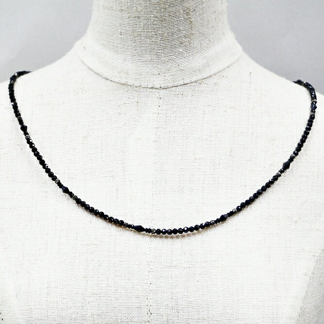 ネックレス 天然石 スピネル ブラック ハンドメイド 日本製 パワーストーン シルバー925 ビーズ 天然石 MADE IN JAPAN ミックス ネックレス メンズ シンプル ネックレス レディース おしゃれ アクセサリー M&R エムアンドアール 送料無料