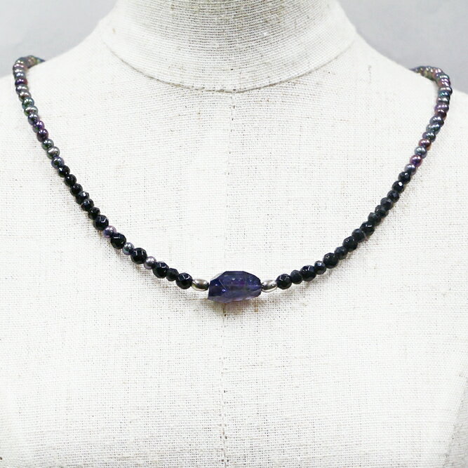 ネックレス 天然石 パール アイオライト ハンドメイド 日本製 パワーストーン シルバー925 ビーズ 天然石 MADE IN JAPAN ミックス ネックレス メンズ シンプル ネックレス レディース おしゃれ アクセサリー M&R エムアンドアール 送料無料