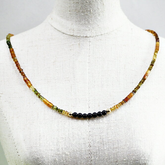 ネックレス 天然石 トルマリン ボーン イエロー オレンジ ハンドメイド 日本製 パワーストーン シルバー925 ビーズ 天然石 MADE IN JAPAN ミックス ネックレス メンズ シンプル ネックレス レディース おしゃれ アクセサリー M&R エムアンドアール 送料無料