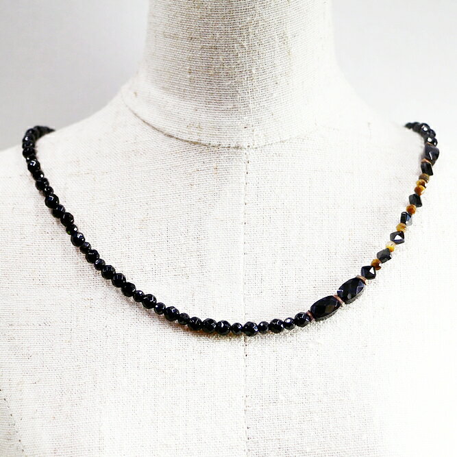 ネックレス 天然石 タイガー・アイ スピネル ブラック ハンドメイド 日本製 パワーストーン シルバー925 ビーズ 天然石 MADE IN JAPAN ミックス ネックレス メンズ シンプル ネックレス レディース おしゃれ アクセサリー M&R エムアンドアール 送料無料