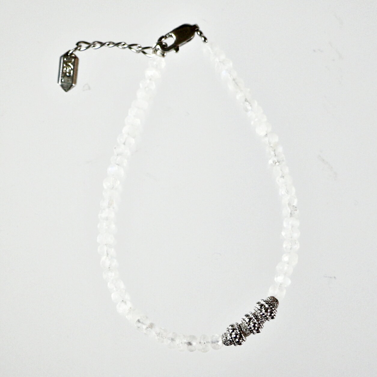 ブレスレット 天然石 ムーンストーン ホワイト 白 ハンドメイド 日本製 パワーストーン シルバー925 ビーズ 天然石 MADE IN JAPAN ミックス ...