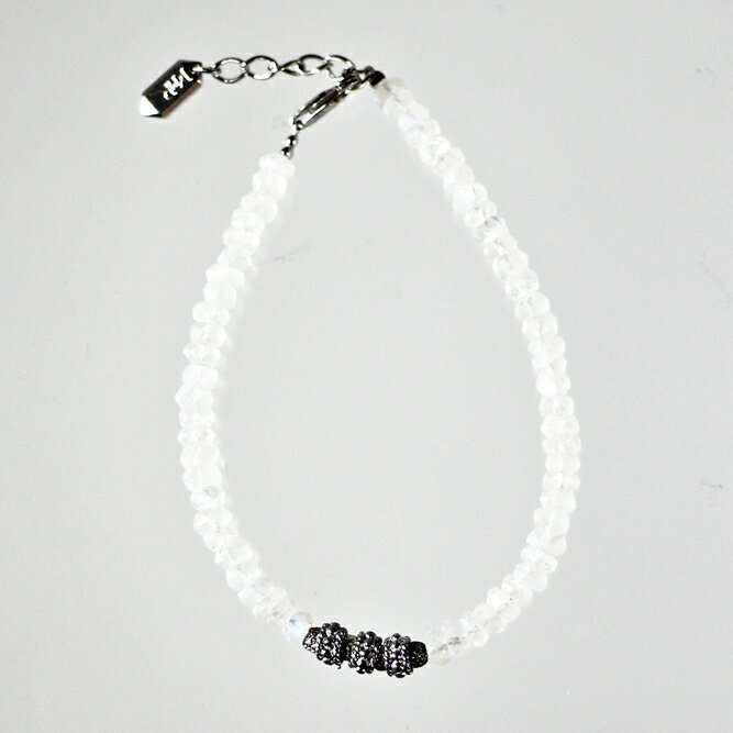 ブレスレット 天然石 ムーンストーン ホワイト 白 ハンドメイド 日本製 パワーストーン シルバー925 ビ..