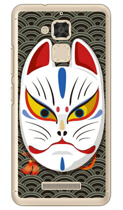 【送料無料】 キツネ面開眼 波ブラック （クリア） design by figeo / for ZenFone 3 Max（5.2インチ） ZC520TL/MVNOスマホ（SIMフリー端末） 【Coverfull】zenfone 3 max zc520tl ケース zenfone 3 max zc520tl カバー ゼンフォン3マックス ケース