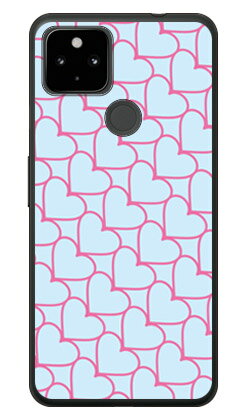 ハートストライプ サックスブルー×ピンク （ソフトTPUクリア） Google Pixel 4a （5G） MVNOスマホ（SIMフリー端末）・SoftBank SECOND SKIN google pixel 4a 5G ケース google pixel 4a 5G カバー グーグルピクセル4a5Gケース 送料無料