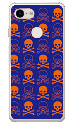 【送料無料】 スカル ネイビー×オレンジ （クリア） / for Google Pixel 3/MVNOスマホ（SIMフリー端末）・docomo・SoftBank 【SECOND SKIN】google pixel 3 ケース google pixel 3 カバー グーグルピクセル3ケース グーグルピクセル3カバー pixel3ケース pixel3カバー