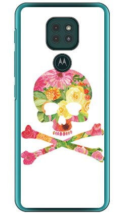 Flower skull ホワイト （クリア） design by ROTM moto g9 PLAY XT2083 MVNOスマホ（SIMフリー端末） SECOND SKIN moto g9 play ケース moto g9 play カバー モトg9play ケース モトg9play カバー モトジー9プレイ ケース 送料無料