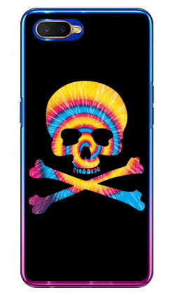 Psychedelic skull ブルー×イエロー （クリア） design by ROTM OPPO R17 Neo MVNOスマホ（SIMフリー端末） SECOND SKIN oppo スマホ oppo スマートフォン oppo スマホケース oppo スマホカバー オッポ スマホケース オッポ スマホカバー 送料無料