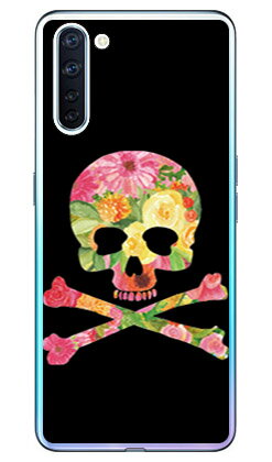 Flower skull ブラック （ソフトTPUクリア） design by ROTM OPPO Reno3 A MVNOスマホ（SIMフリー端末）・Y!mobile・楽天モバイル SECOND SKIN oppo スマホ oppo スマートフォン oppo スマホケース oppo スマホカバー オッポ スマホケース オッポ 送料無料