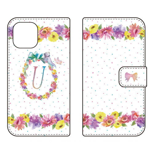 樂天商城 - 手帳型スマートフォンケース Cf LTD イニシャル パステルフラワー U iPhone 12 Apple Coverfull 受注生産 スマホケース 手帳型ケース アップル iphone12 iphone12 ケース iphone12 カバー アイフォーン12 ケース アイフォーン12 カバー 送料無料
