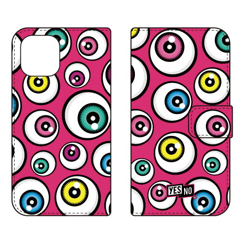 手帳型スマートフォンケース アイズ ピンク iPhone 12 Apple YESNO イエスノー 受注生産 スマホケース 手帳型ケース アップル iphone12 iphone12 ケース iphone12 カバー アイフォーン12 ケース アイフォーン12 カバー 送料無料